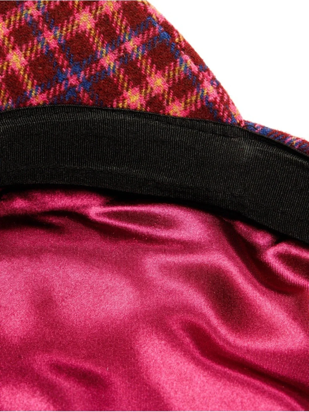 Trina Turk “Taylor” pink/wine plaid Newsboy/Messenger Hat - NWT